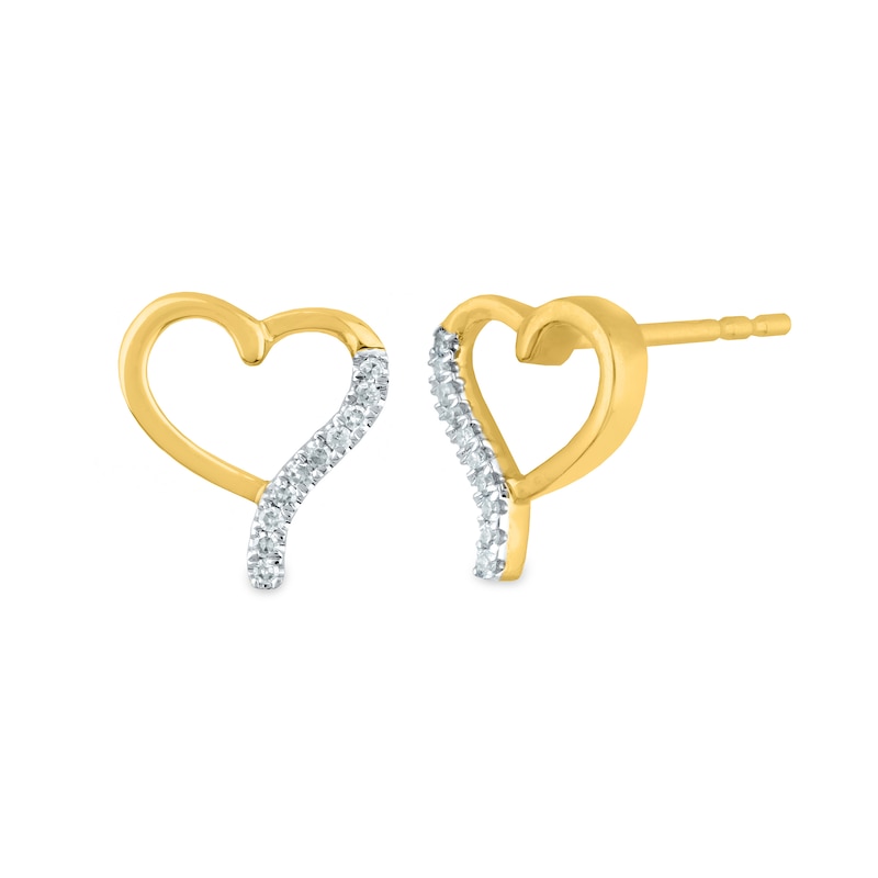 1/20 CT. T.W. Diamond Swirl Heart Stud Earrings in 14K Gold