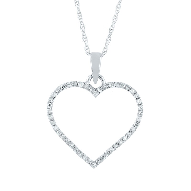 Main Image 1 of 1/8 CT. T.W. Diamond Heart Pendant in 14K White Gold