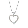 Thumbnail Image 1 of Lab-Created Opal Heart Outline Pendant in Sterling Silver