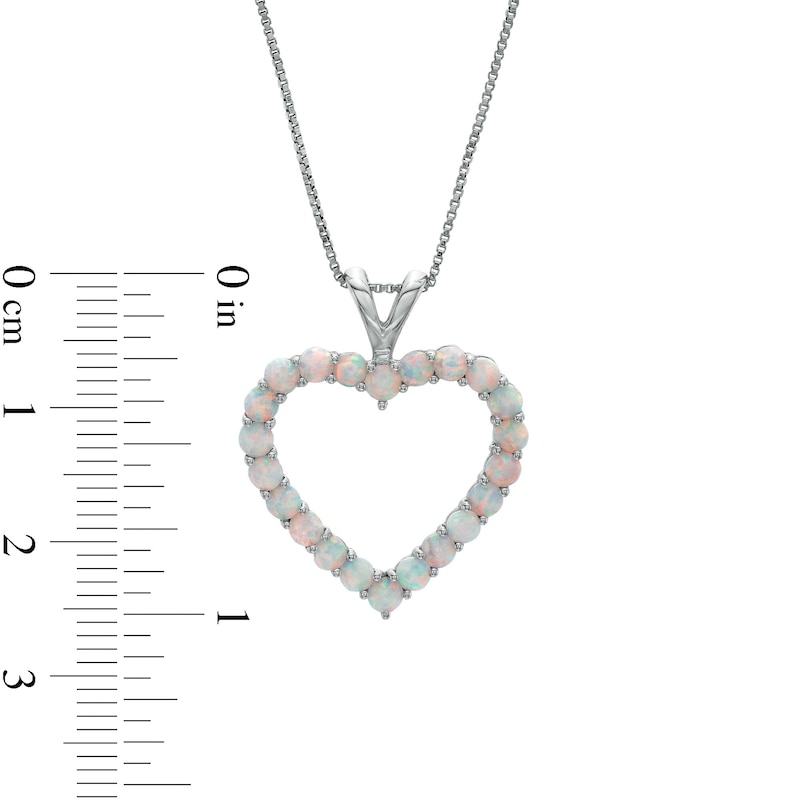 Lab-Created Opal Heart Outline Pendant in Sterling Silver
