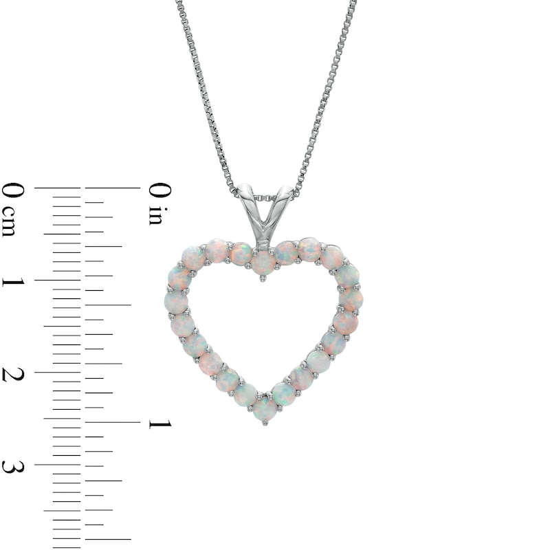 Main Image 2 of Lab-Created Opal Heart Outline Pendant in Sterling Silver