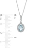 Thumbnail Image 2 of Oval Aquamarine and 1/10 CT. T.W. Diamond Frame Drop Pendant in 10K White Gold