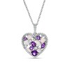 Thumbnail Image 1 of Multi-Shaped Amethyst, Lab-Created Opal and White Lab-Created Sapphire Cluster Heart Pendant in Sterling Silver