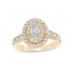 Love's Destiny by Zales 1-1/4 CT. T.W. Certified Oval Diamond Double Frame Engagement Ring in 14K Gold (I/SI2)