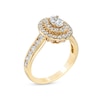 Thumbnail Image 3 of Love's Destiny by Peoples 1-1/4 CT. T.W. Certified Oval Diamond Double Frame Engagement Ring in 14K Gold (I/SI2)