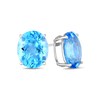 Thumbnail Image 1 of Oval Blue Topaz Solitaire Stud Earrings in 14K White Gold