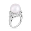 Thumbnail Image 2 of 13.0mm South Sea Cultured Pearl and 1/3 CT. T.W. Diamond Border Art Deco Vintage-Style Ring in 14K White Gold