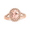 Thumbnail Image 1 of Oval Morganite and 1/4 CT. T.W. Diamond Double Frame Split Shank Ring in 10K Rose Gold