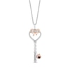 Thumbnail Image 0 of Enchanted Disney Snow White Garnet and 1/10 CT. T.W. Diamond Key Pendant in Sterling Silver and 10K Rose Gold - 19"