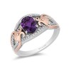 Thumbnail Image 1 of Enchanted Disney Ariel Oval Amethyst and 1/6 CT. T.W. Diamond Ring in Sterling Silver and 10K Rose Gold