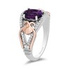 Thumbnail Image 2 of Enchanted Disney Ariel Oval Amethyst and 1/6 CT. T.W. Diamond Ring in Sterling Silver and 10K Rose Gold