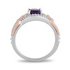 Thumbnail Image 3 of Enchanted Disney Ariel Oval Amethyst and 1/6 CT. T.W. Diamond Ring in Sterling Silver and 10K Rose Gold