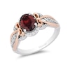 Thumbnail Image 1 of Enchanted Disney Snow White Oval Garnet and 1/6 CT. T.W. Diamond Ring in Sterling Silver and 10K Rose Gold