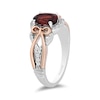 Thumbnail Image 1 of Enchanted Disney Snow White Oval Garnet and 1/6 CT. T.W. Diamond Ring in Sterling Silver and 10K Rose Gold