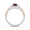 Thumbnail Image 2 of Enchanted Disney Snow White Oval Garnet and 1/6 CT. T.W. Diamond Ring in Sterling Silver and 10K Rose Gold