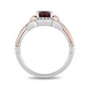 Thumbnail Image 3 of Enchanted Disney Snow White Oval Garnet and 1/6 CT. T.W. Diamond Ring in Sterling Silver and 10K Rose Gold