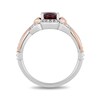 Thumbnail Image 2 of Enchanted Disney Snow White Oval Garnet and 1/6 CT. T.W. Diamond Ring in Sterling Silver and 10K Rose Gold