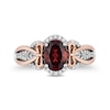 Thumbnail Image 3 of Enchanted Disney Snow White Oval Garnet and 1/6 CT. T.W. Diamond Ring in Sterling Silver and 10K Rose Gold
