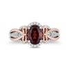 Thumbnail Image 4 of Enchanted Disney Snow White Oval Garnet and 1/6 CT. T.W. Diamond Ring in Sterling Silver and 10K Rose Gold