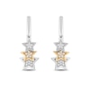 Enchanted Disney Tinker Bell 1/6 CT. T.W. Diamond Triple Star Hoop Earrings in Sterling Silver and 10K Gold