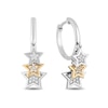 Enchanted Disney Tinker Bell 1/6 CT. T.W. Diamond Triple Star Hoop Earrings in Sterling Silver and 10K Gold