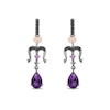Enchanted Disney Villains Ursula Amethyst and 1/6 CT. T.W. Black Diamond Drop Earrings in Sterling Silver