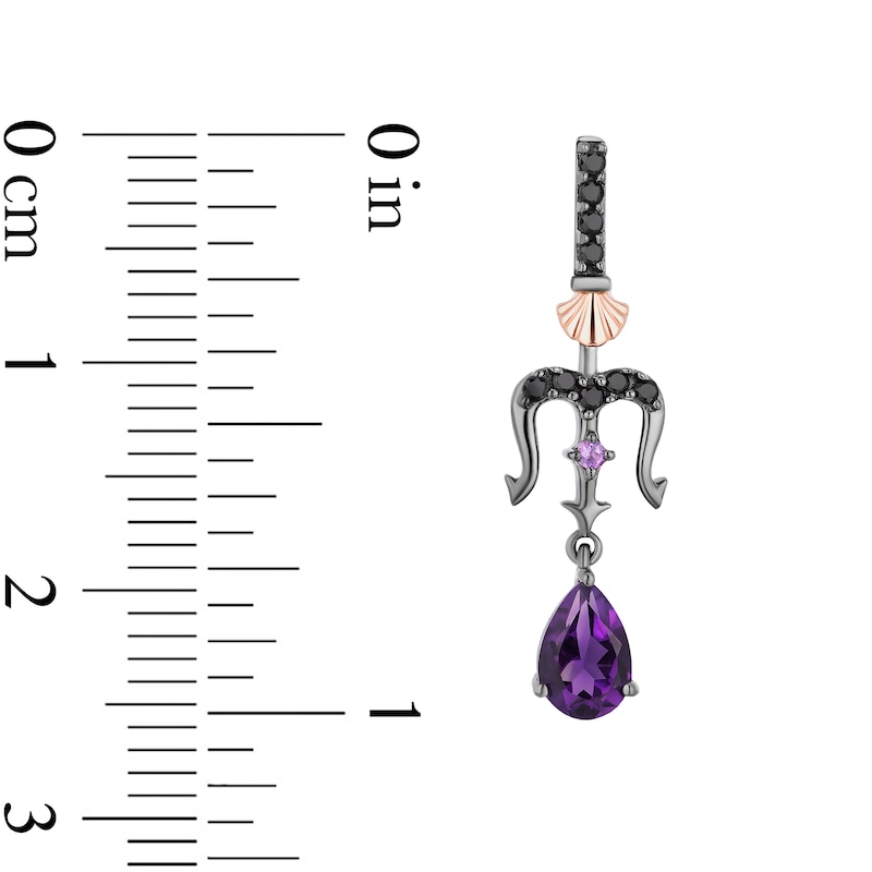 Main Image 3 of Enchanted Disney Villains Ursula Amethyst and 1/6 CT. T.W. Black Diamond Drop Earrings in Sterling Silver