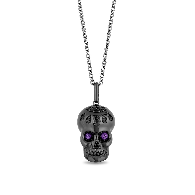 Main Image 1 of Enchanted Disney Villains Dr. Facilier Amethyst and 1/10 CT. T.W. Black Diamond Pendant in Sterling Silver
