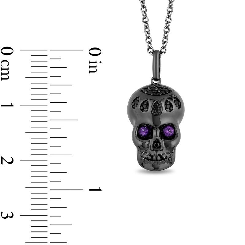Main Image 2 of Enchanted Disney Villains Dr. Facilier Amethyst and 1/10 CT. T.W. Black Diamond Pendant in Sterling Silver