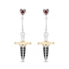 Thumbnail Image 1 of Enchanted Disney Villains Evil Queen Garnet and Black Diamond Drop Earrings in Sterling Silver and 10K Gold