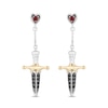 Thumbnail Image 0 of Enchanted Disney Villains Evil Queen Garnet and Black Diamond Drop Earrings in Sterling Silver and 10K Gold