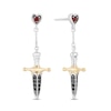 Thumbnail Image 2 of Enchanted Disney Villains Evil Queen Garnet and Black Diamond Drop Earrings in Sterling Silver and 10K Gold