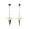 Thumbnail Image 1 of Enchanted Disney Villains Evil Queen Garnet and Black Diamond Drop Earrings in Sterling Silver and 10K Gold