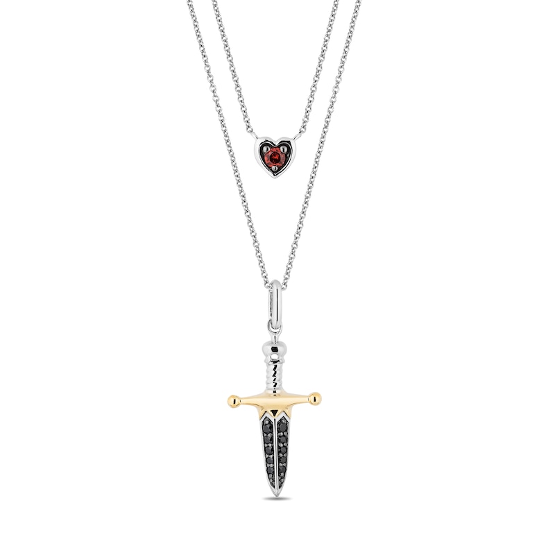 Enchanted Disney Villains Evil Queen Garnet and Black Diamond Necklace in Sterling Silver and 10K Gold