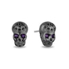 Thumbnail Image 2 of Enchanted Disney Villains Dr. Facilier Amethyst and 1/8 CT. T.W. Diamond Skull Stud Earrings in Sterling Silver