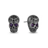 Thumbnail Image 1 of Enchanted Disney Villains Dr. Facilier Amethyst and 1/8 CT. T.W. Diamond Skull Stud Earrings in Sterling Silver