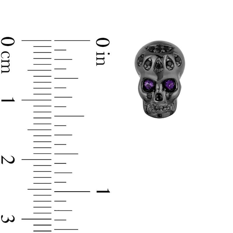 Main Image 3 of Enchanted Disney Villains Dr. Facilier Amethyst and 1/8 CT. T.W. Diamond Skull Stud Earrings in Sterling Silver