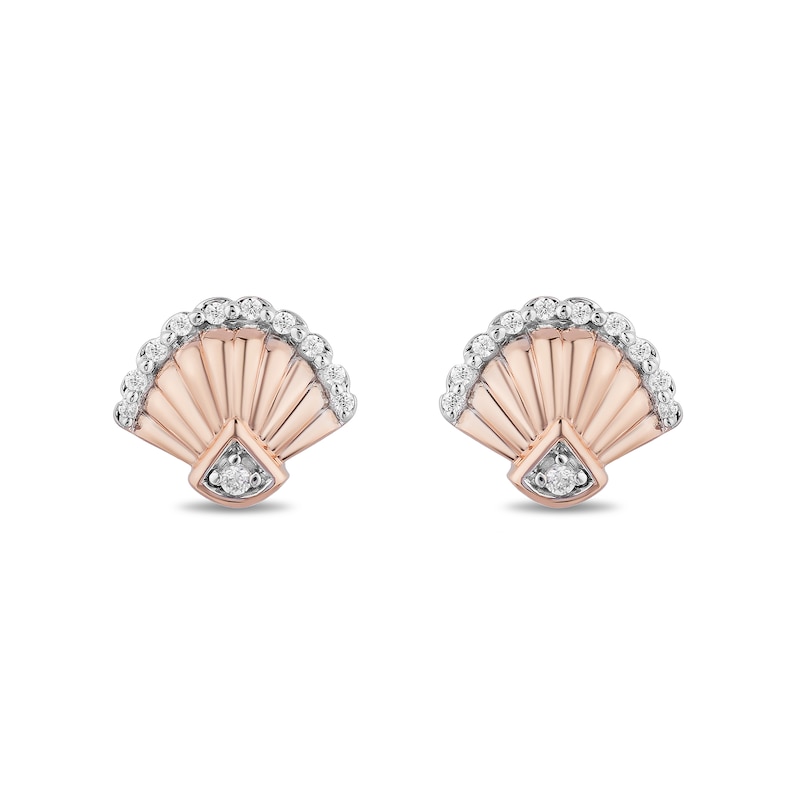 Enchanted Disney Ariel 1/10 CT. T.W. Diamond Seashell Stud Earrings in 10K Rose Gold