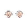 Enchanted Disney Ariel 1/10 CT. T.W. Diamond Seashell Stud Earrings in 10K Rose Gold