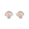 Thumbnail Image 1 of Enchanted Disney Ariel 1/10 CT. T.W. Diamond Seashell Stud Earrings in 10K Rose Gold