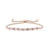 Thumbnail Image 1 of Sideways Oval Morganite and 1/20 CT. T.W. Diamond Seven Stone Alternating Bolo Bracelet in 10K Rose Gold - 9.5"