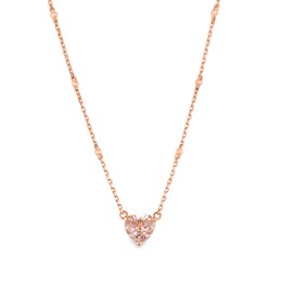 8.0mm Heart-Shaped Morganite and Diamond Accent Bead Station Necklace in 10K Rose Gold