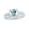 Thumbnail Image 1 of 7.0mm Cushion-Cut Aquamarine and 1/4 CT. T.W. Diamond Ring in 10K White Gold