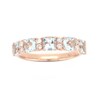 Thumbnail Image 1 of 4.0mm Cushion-Cut Aquamarine and 1/4 CT. T.W. Diamond Duo Alternating Five Stone Ring in 10K Rose Gold