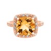 Thumbnail Image 1 of 9.0mm Cushion-Cut Citrine and 1/10 CT. T.W. Diamond Bead Frame Ring in 14K Rose Gold