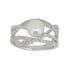 Thumbnail Image 1 of 7.5mm Freshwater Cultured Pearl and White Topaz Orbit Ring in 10K White Gold