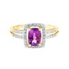 Thumbnail Image 1 of Cushion-Cut Amethyst and 1/5 CT. T.W. Diamond Open Frame Split Shank Ring in 14K Gold
