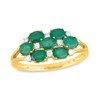 Thumbnail Image 1 of Sideways Oval Emerald and 1/10 CT. T.W. Diamond Seven Stone Triple Row Cluster Split Shank Ring in 14K Gold