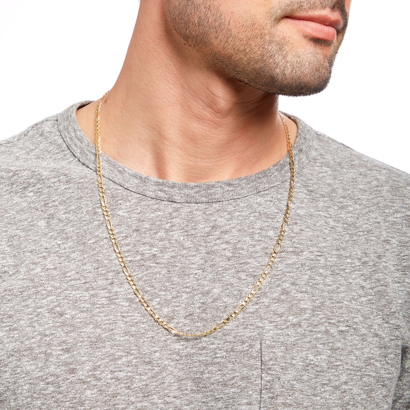 Main Image 2 of 4.0mm Concave Figaro Chain Necklace in Solid 14K Gold - 24"