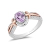 Thumbnail Image 1 of Enchanted Disney Rapunzel Oval Amethyst and 1/6 CT. T.W. Diamond Ring in Sterling Silver and 10K Rose Gold
